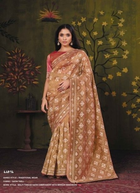 Golden Brown Colour Norita 44900 Rooh By Mahotsav Satin Sequence Work Designer Saree 44914